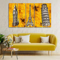 VIBECRAFTS Beautiful Monuments Premium Wall Painting Set of Five For Home|Office|Living Room|Gift (PTVC5Pcs4_8701)