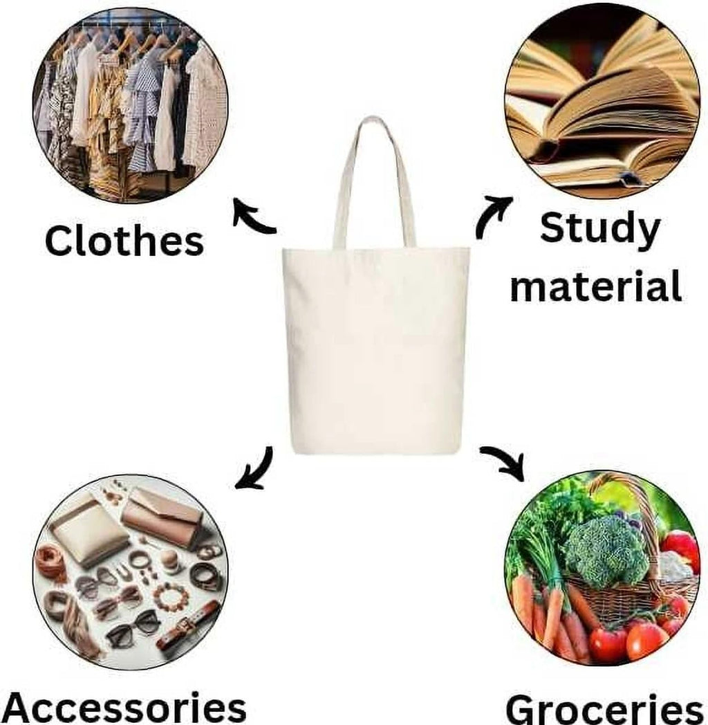 THE PEARLS STUDIO Canvas Tote Bag for Women & Girls | Reusable Shopping Bag | (PINK BOW)