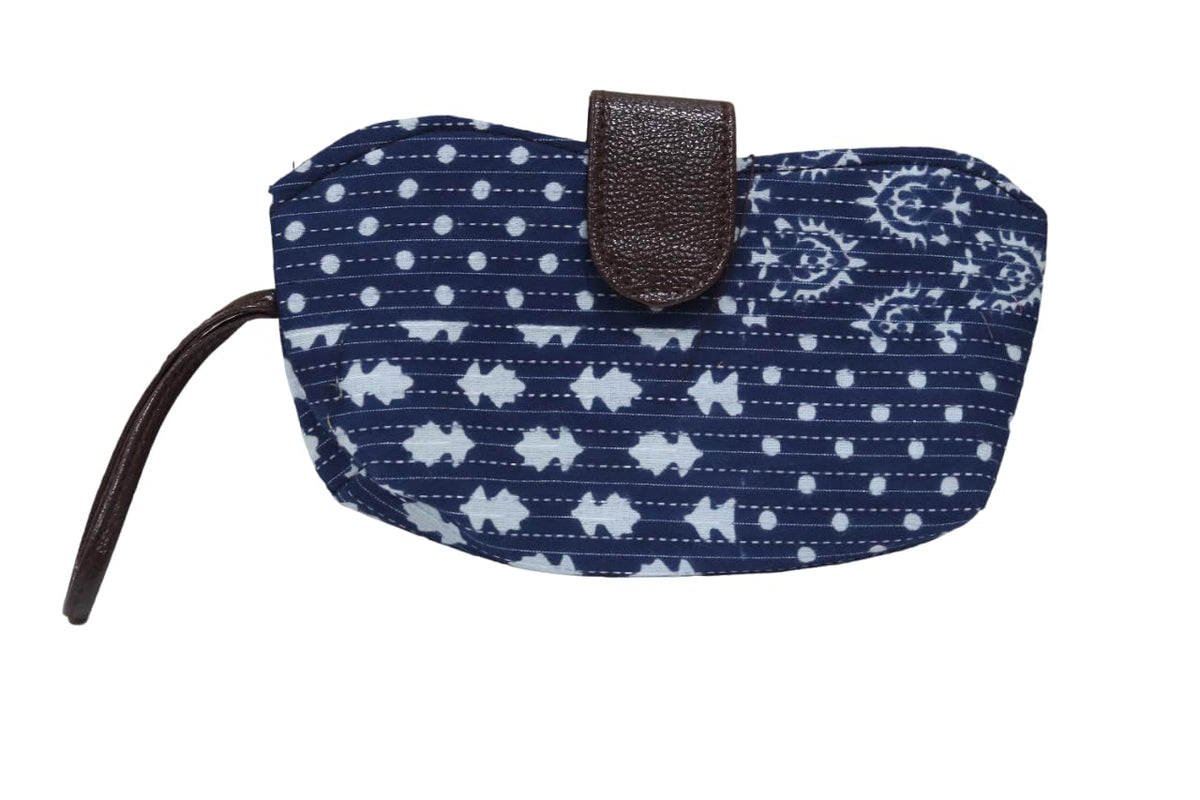 SHIVKARI Women's Ladies Traditional Ikkat Cotton 5 Pieces Combo Bag (Blue & White)