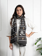 RAI SAHAB Printed Cotton Scarf for Women, Lightweight Soft Scarves Stoles for Summer & Winter(ST-86BLK10)