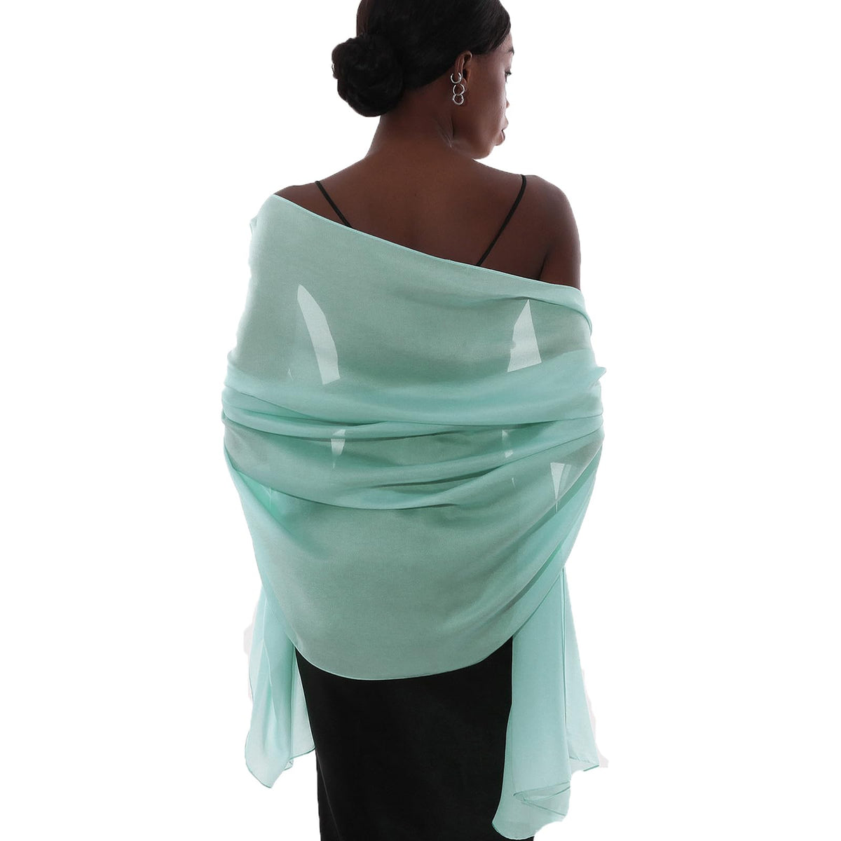 RUI VTRON Womens Scarf Pashmina Shawls and Wraps for Evening Dresses Like Chiffon Silk Scarf for Bridal Wedding, Turquoise, Large