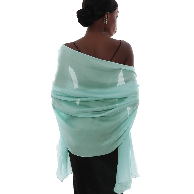 RUI VTRON Womens Scarf Pashmina Shawls and Wraps for Evening Dresses Like Chiffon Silk Scarf for Bridal Wedding, Turquoise, Large