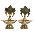 Artvarko Brass Chakra Shankh Villaku Vishnu Shankhu Chakra Deepam, Multi Wick Diya, Deepa, Traditional Oil Lamp for Pooja, Aarti, Home and Decor 6 Inches