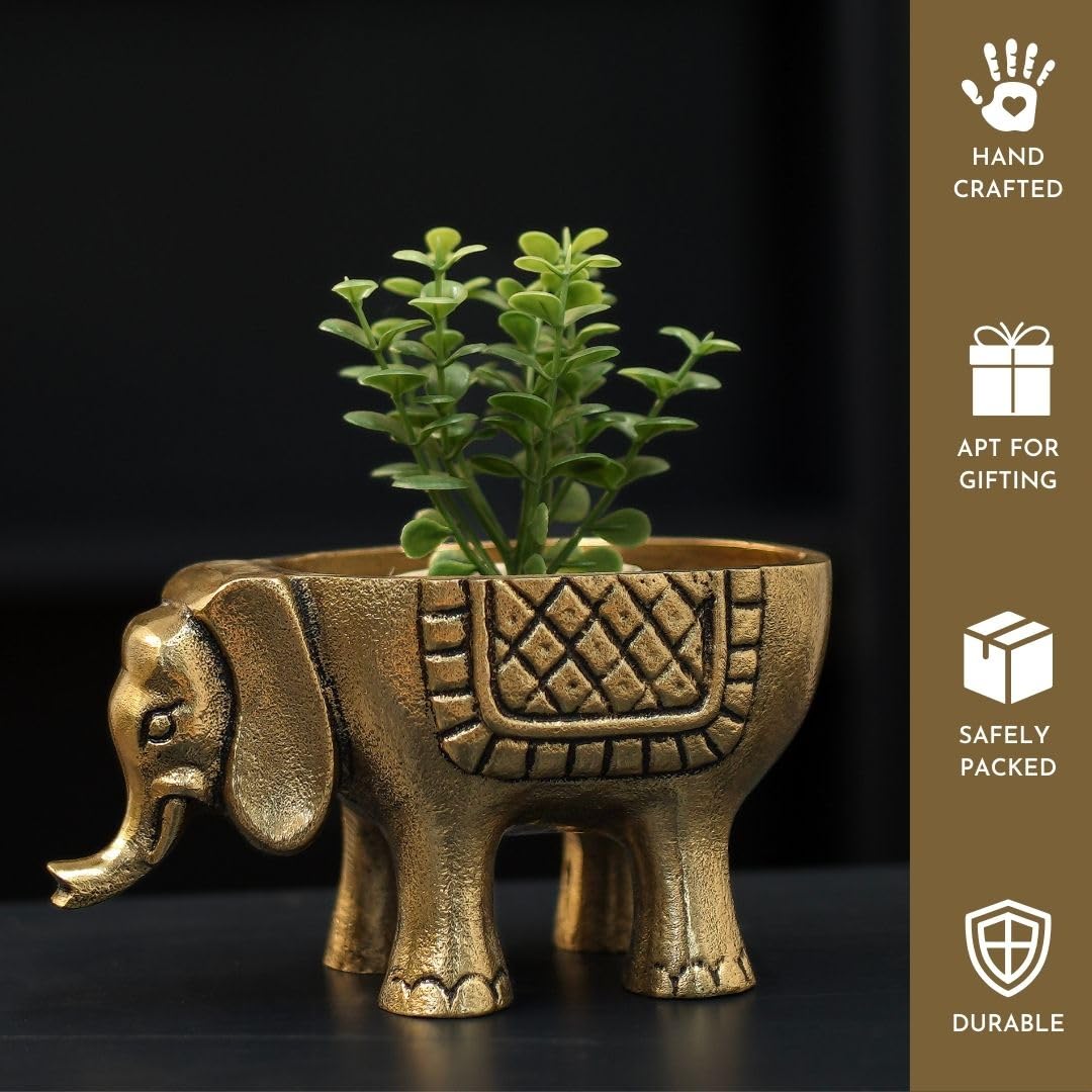 BEHOMA Metal Elephant for Good Luck,Statue for, Gold, 15.5cm