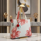 ENSAC Floral Print Tote Bag for Women | Stylish Office bag & Canvas Travel Handbag | Shopper and Shoulder Bag Lightweight Handbag with Multi Compartment | Travel, Office, Gym & Daily Use