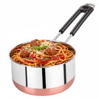 Padchaaya Copper Bottom Sauce Pan Tea Maker Milk Coffee pan bhgoni Stainless Steel Sauce Pan with Handle, Flat Base, Tea Pan, Milk Pan Tapeli Patila, Pot (Copper- 1.5 L)