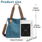 PALAY Handbags for Women Canvas Tote Large Capacity Detachable Strap Blue