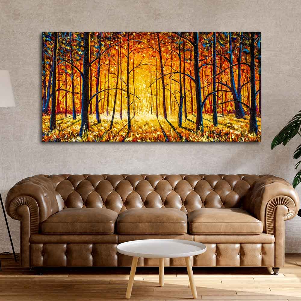 VIBECRAFTS Canvas Paintings for Living Room Drawing Room Forest In Autumn Canvas Wall Painting Fitted With Wooden Frame For Home | Office | Living Room | Gifts (PTVCH_2527)