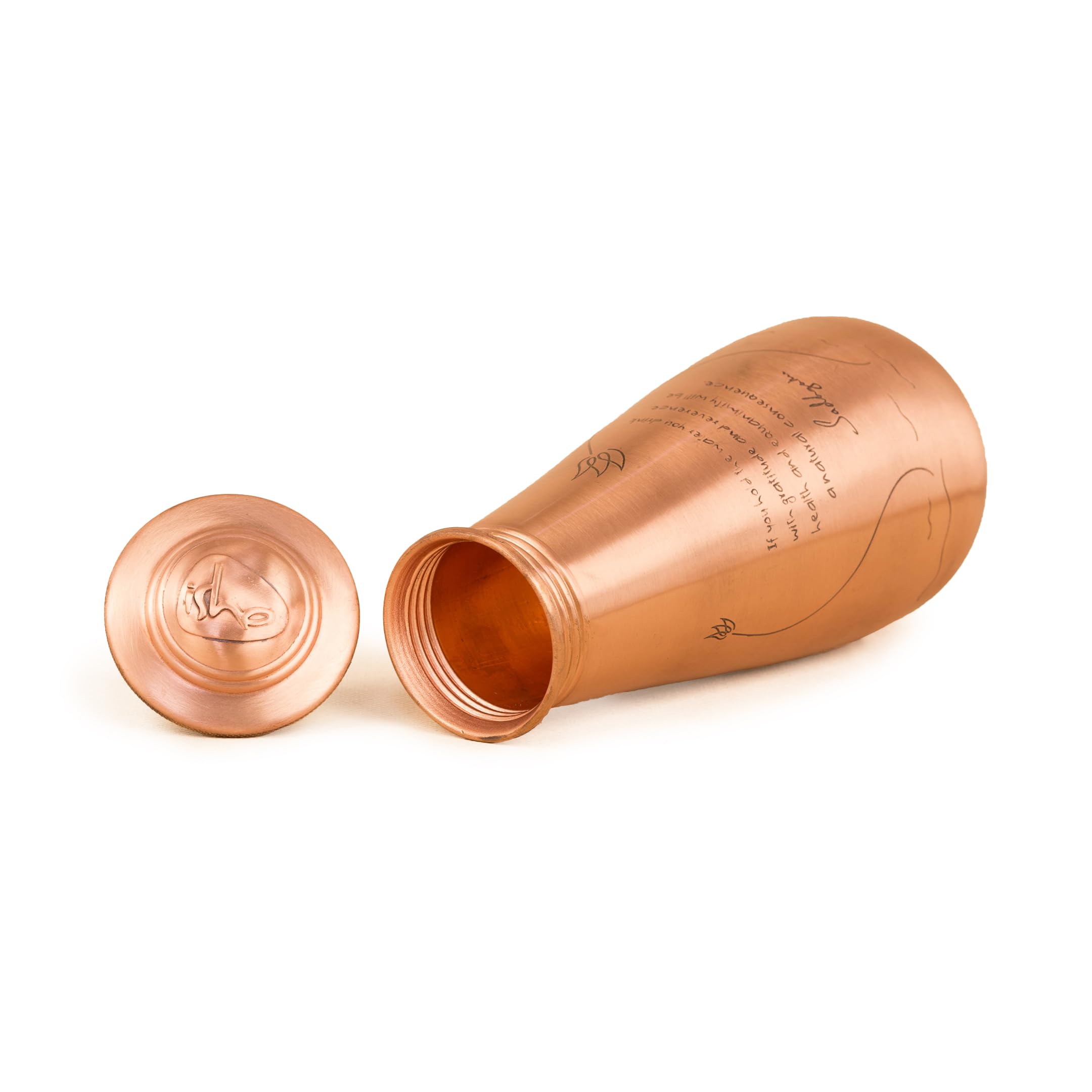 Isha Life Copper Water Bottle with Sadhguru Quote I 500ml