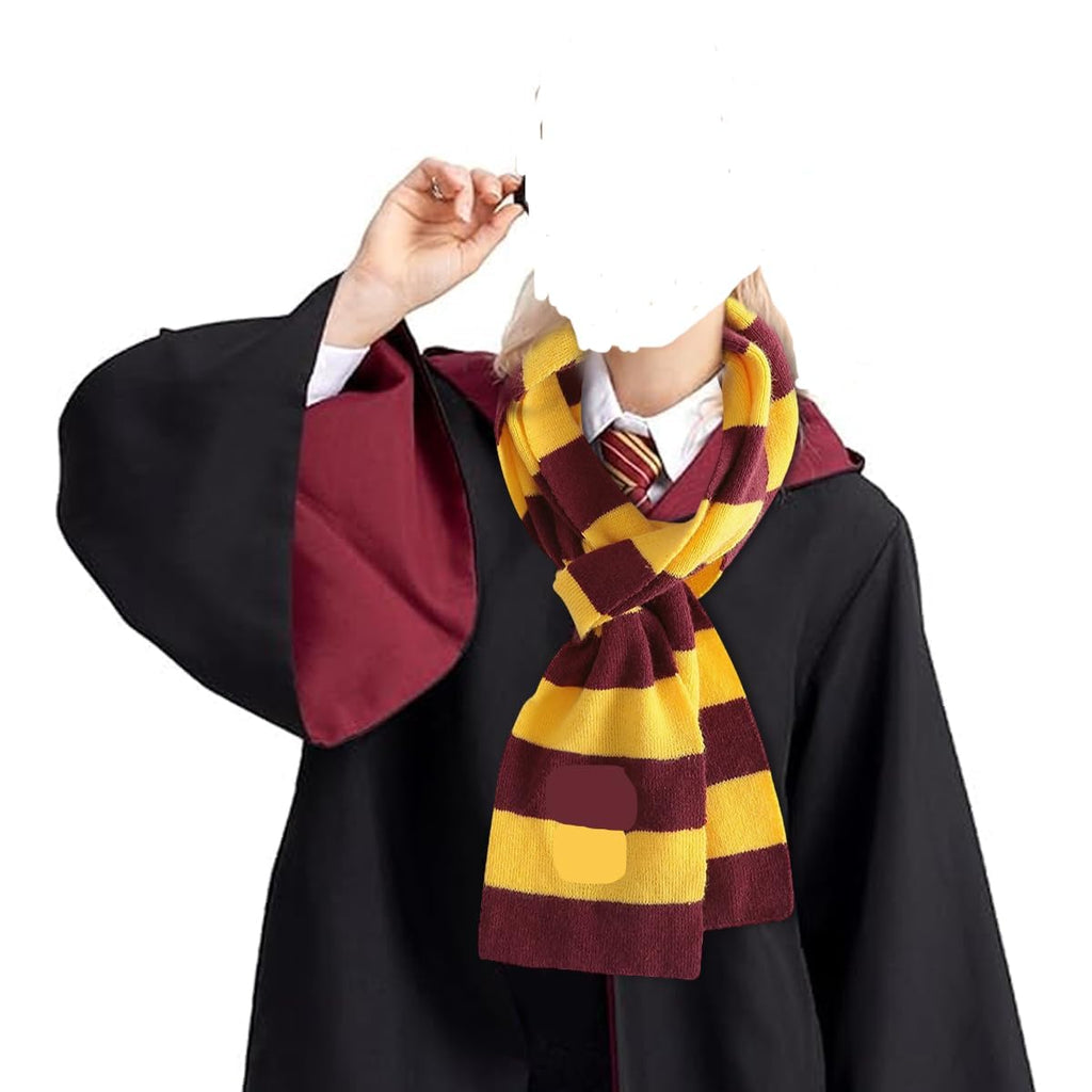 Fancyku Gryffindor Knit Striped Scarf, Yellow Wizard Cosplay Accessory