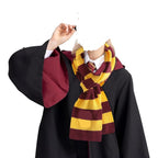 Fancyku Gryffindor Knit Striped Scarf, Yellow Wizard Cosplay Accessory