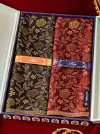 Pashmoda His and Her Gift Set of Kaani Stoles With Wooden Gift Box
