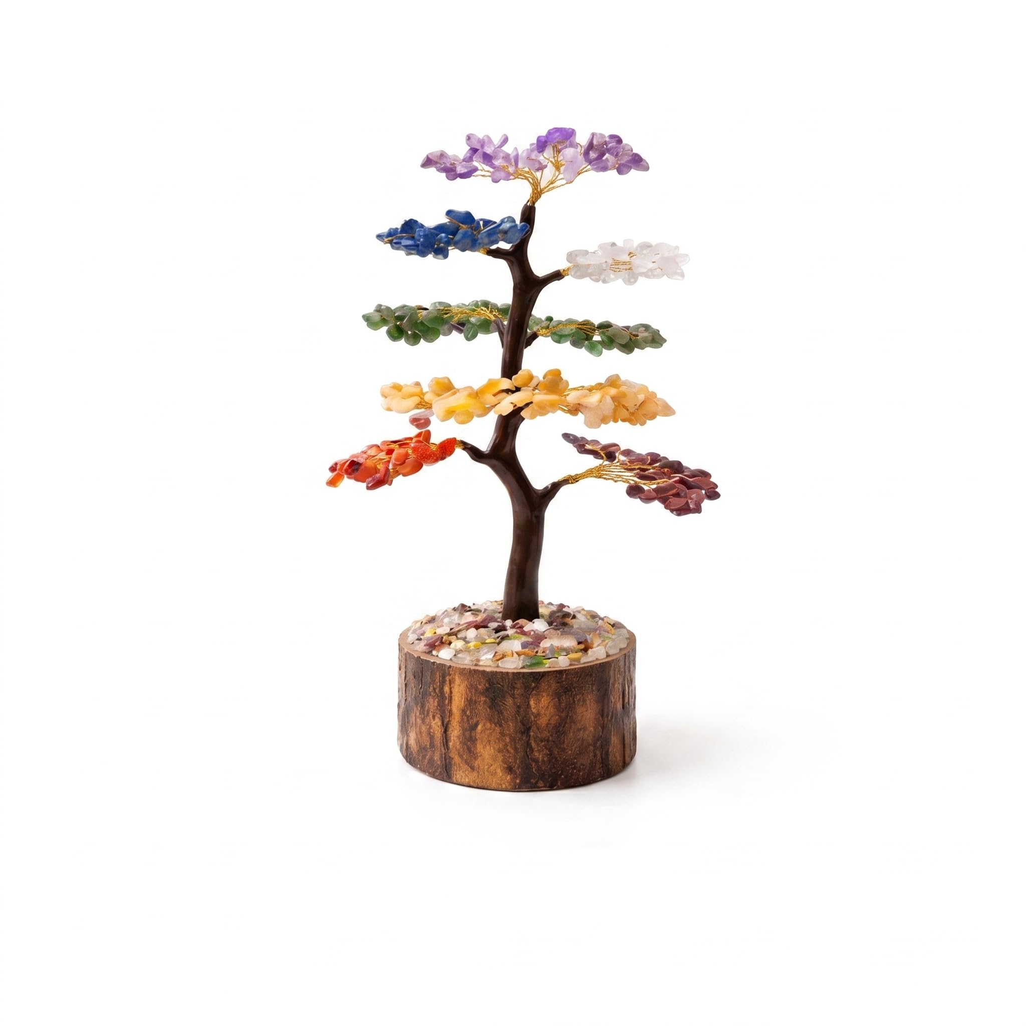 7 Chakra Crystal Tree with 300 Beads for Home Decor & Healing, Handmade Gemstone Bonsai Tree for Positive Energy, Chakra Balancing & Spiritual Gift, Tree for Good Luck (300 Beads)