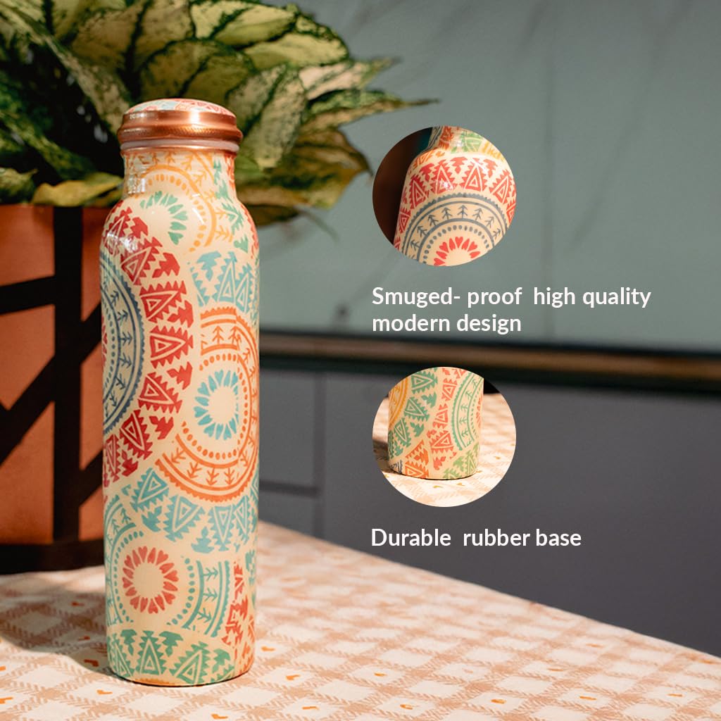 URBANFIX Copper Water Bottle | 100% Pure Copper Water Bottle (1 Litre) | Antimicrobial, Antioxidant & BPA Free Office Bottle, Boosts Immunity, Support Digestive Health| Ayurveda Inspired
