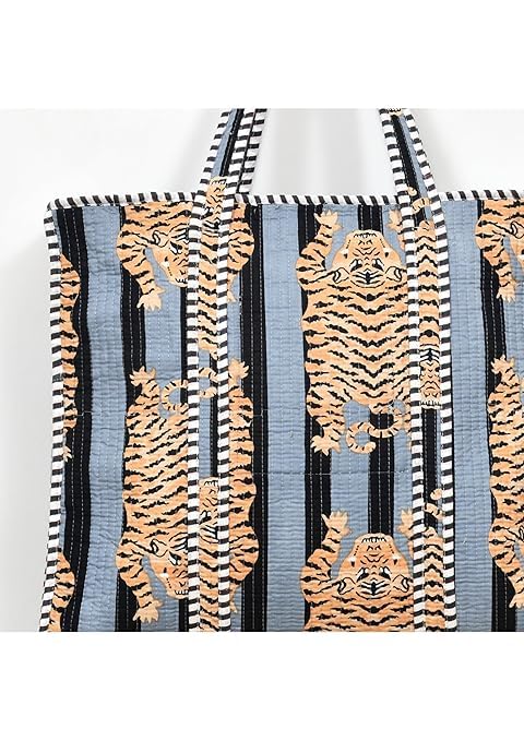 Yda fashion Quilted Cotton Tote Bag for Women & Men, 3 Layer Shopping Bag, Printed Reusable Grocery Tote, Lightweight Multipurpose Shoulder Handbag for Daily Use