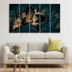 VIBECRAFTS Beautiful Lilies Flowers 5 Pieces Canvas Wall Painting For Home | Office | Living Room | Gift (PTVC5Pcs4_8547)
