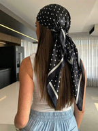 NK Textiles Women's Geometric Polka Dots Print Satin Head Scarf - Neck Scarf (Square) (44x44)
