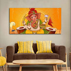 VIBECRAFTS Canvas Paintings for Living Room Drawing Room Ganesh Canvas Wall Painting for Home|Office|Gift(PTVCH_2371)