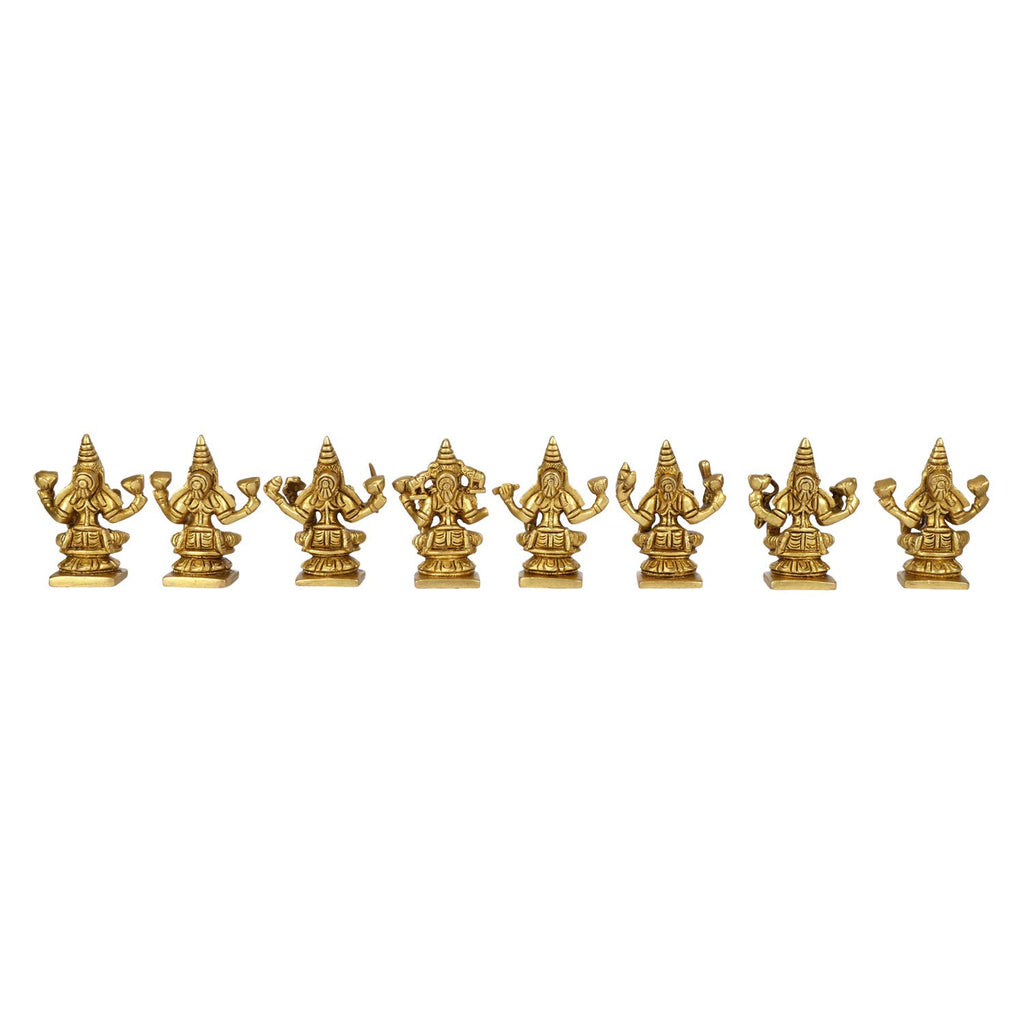 ARTVARKO Brass Ashtalakshmi Ashta Lakshmi Set for Diwali Pooja Mandir Temple Office Decor Height 3.5 Inches Weight 2.5 KG