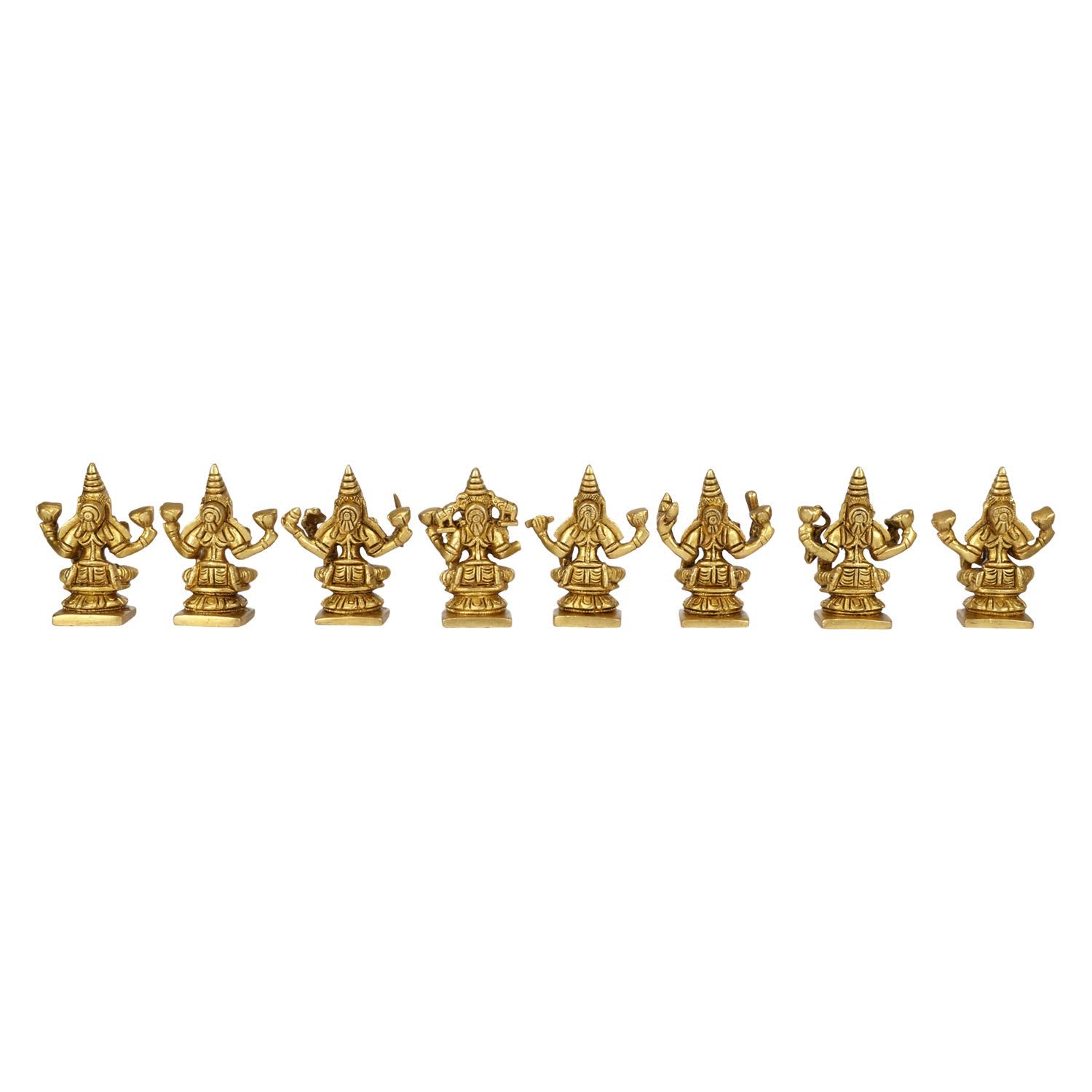 ARTVARKO Brass Ashtalakshmi Ashta Lakshmi Set for Diwali Pooja Mandir Temple Office Decor Height 3.5 Inches Weight 2.5 KG