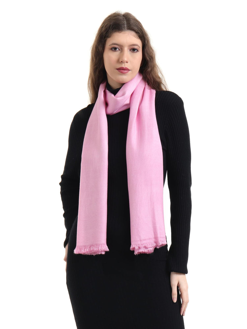 EH Viscose Pashmina Female Scarf For Women, Twill Weave, Thick, Solid Color Wraps, All Weather, Large, Warm, Very Soft Pashmina Feel Scarves (PINK)