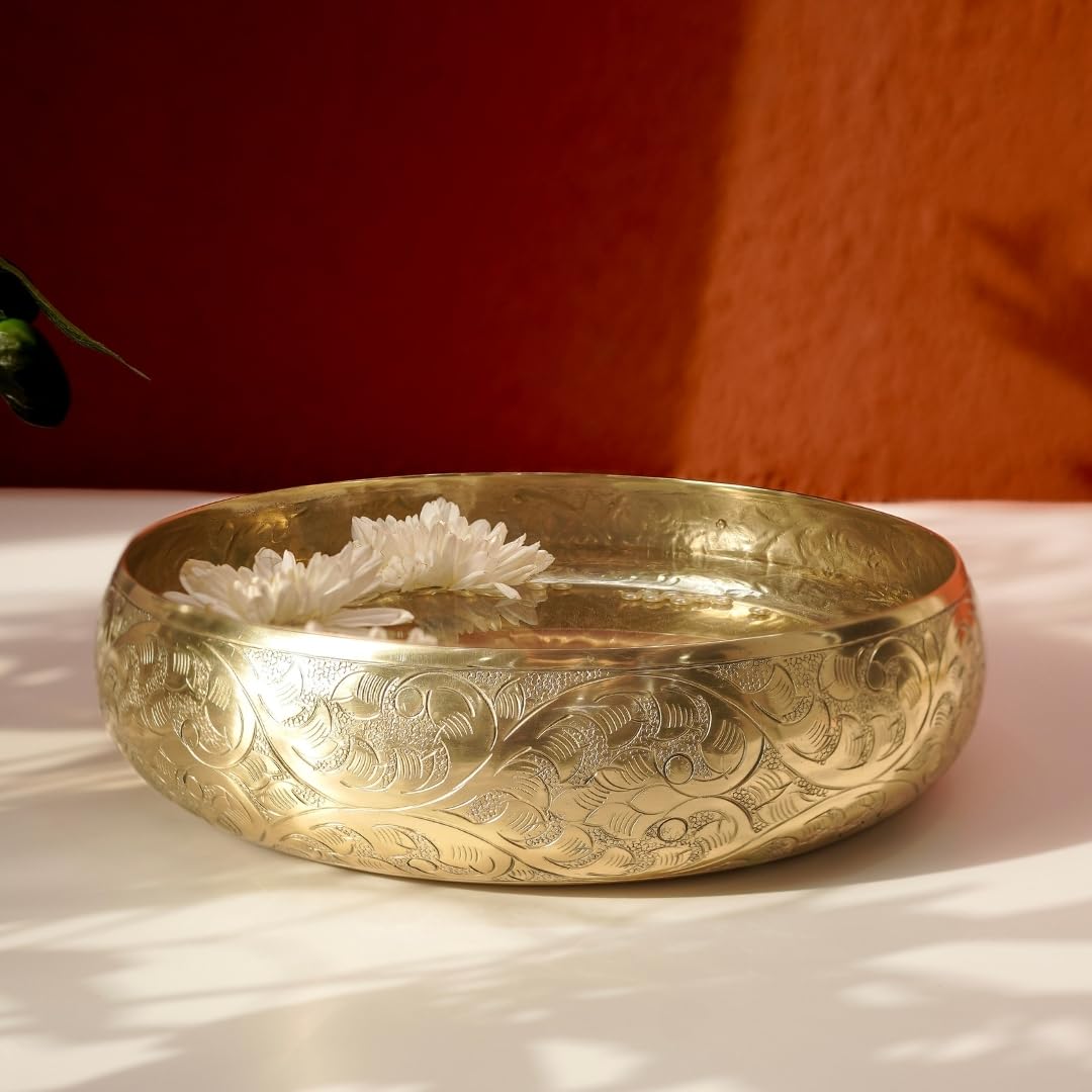BEHOMA Golden Metal Chitai Design Tire Urli10 inch - 1Pc, 2000 ml