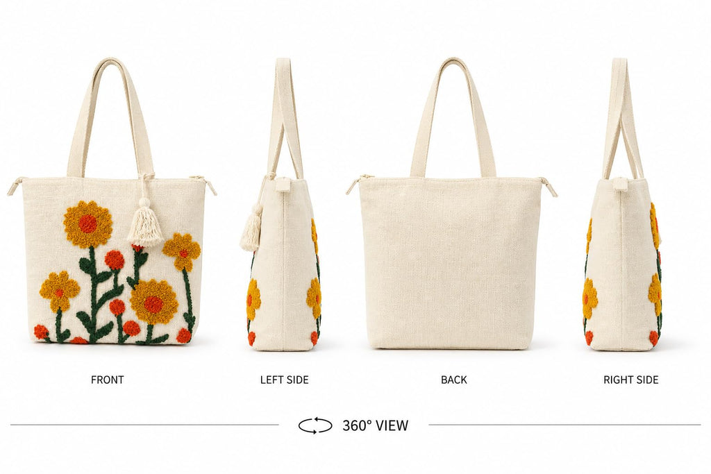 OLL Floral Canvas Tote Bag for Women | Pinterest Viral Aesthetic Tote Bag | 15x15 Inch Large Reusable Shoulder Bag | Summer Casual Daily Use Handbag for Office, College, Shopping & Travel - DGSN-18