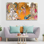 VIBECRAFTS Beautiful Radha Krishna Canvas Big Wall Painting Wall Art of Five Pieces For Home|Office|Living Room|Gift (PTVC5Pcs4_8724)