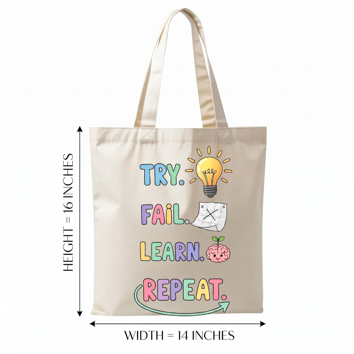 Science-O-Mania Cotton Tote Bag for Women | Fail to Learn Quotes Shoulder Bag | Trendy Aesthetic Printed Shopping, Office, College & Everyday Carry Bag | Cream Color
