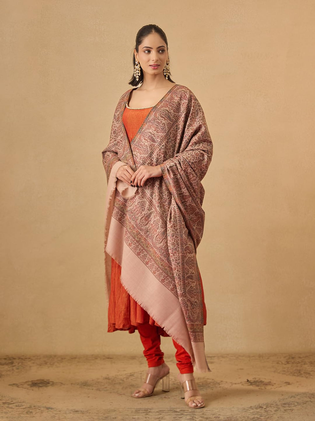 Pashmoda Women Jalwaa Kashmiri Jamawar Woven Design Shawl (Size: 40x80in, 101x203cm) SECS52