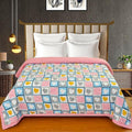 Cotton Reversible Summer Blanket, AC Comforter with Classic Printed Design, Cooling Quilt Dohar for Single Or Double Bed, Ideal for Gifting (Heart Flower Design, Double Bed) Kafalo