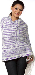 Exotic India Hindu Prayer Shawl with Printed Sri Ram Jai Ram Jai Jai Ram Mantra - PolyCotton (Purple)