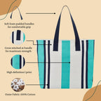 earthsave All Purpose Tote Bags | Printed Organic Multipurpose Cotton Bags | Cute Hand Bag for Girls | Best for College, Travel | Reusable Shopping Bag | Eco-Friendly Tote Bags (Green)