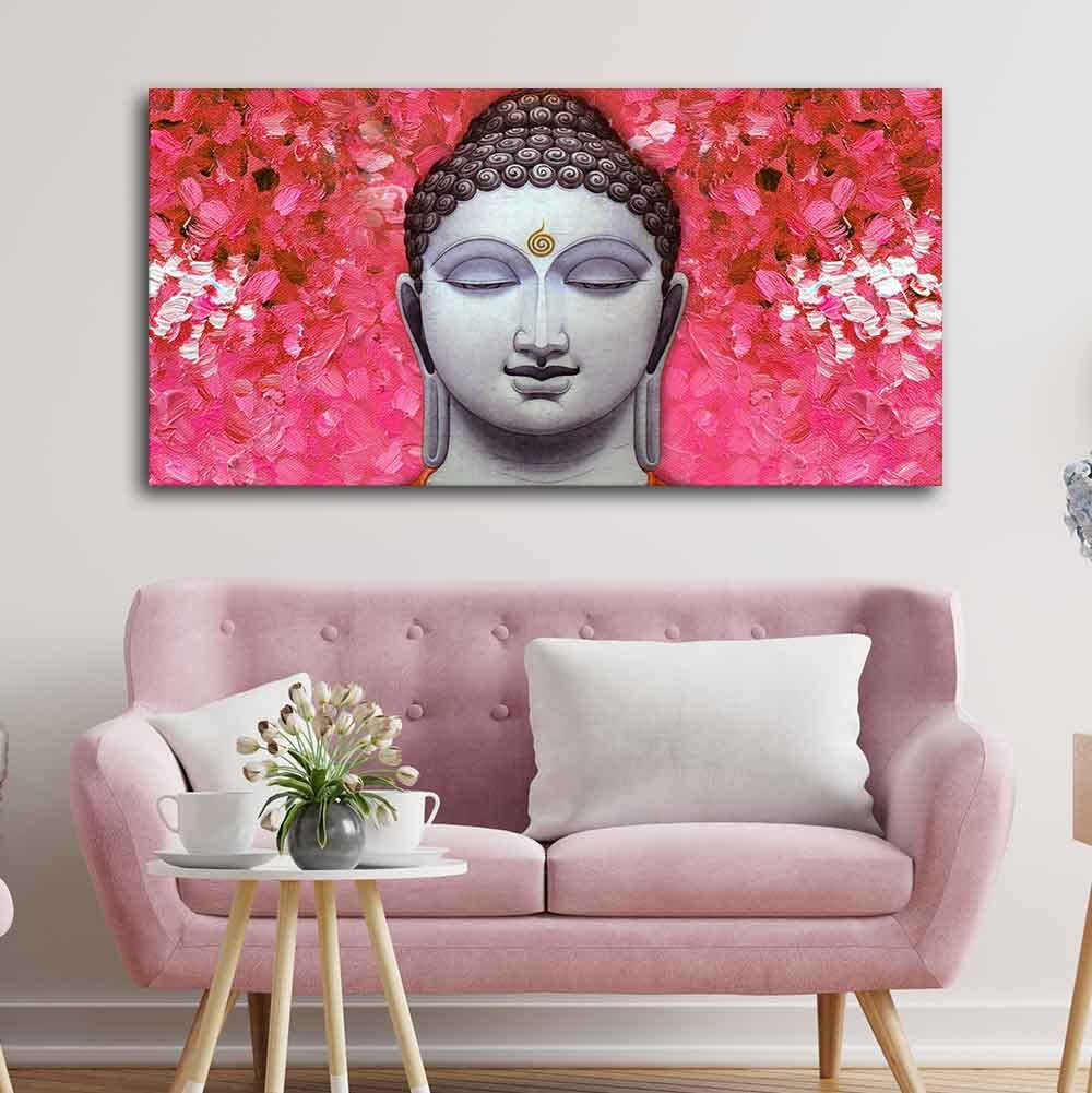 VIBECRAFTS Canvas Paintings for Living Room Drawing Room Buddha Portrait Canvas Wall Painting Fitted With Wooden Frame for Home | Office | Gift (PTVCH_2424)