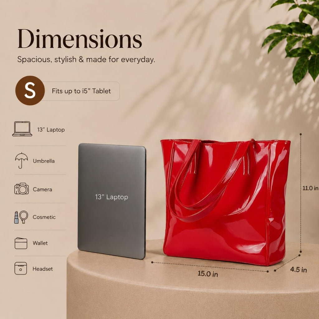 True 2 F Chic Oversized Handbag – Stylish & Spacious Handbag for Women & Girls | Office & College Use(Cherry Red)