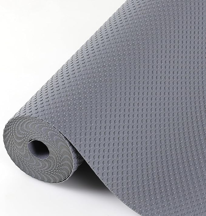 ElastPro Food Grade Washable Anti Slip Mat/Sheet for Fridge, Shelf Liner, Table, Kitchen Drawer mat (Round Dot Grey, 5 Meter) Kafalo