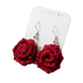 Handmade Crochet Rose Earrings – Delicate Floral Studs & Lightweight Statement Jewellery