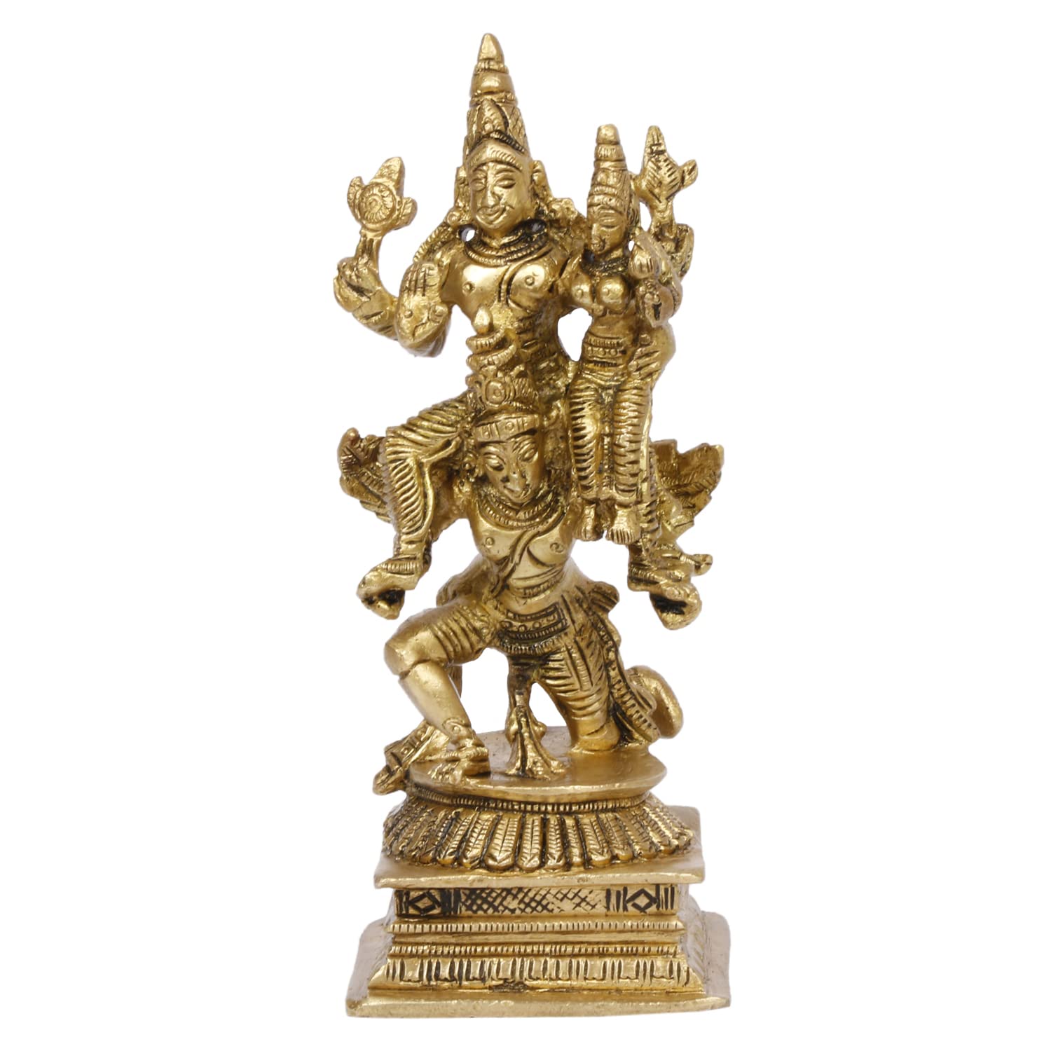 ARTVARKO Brass Vishnu Laxmi on Garuda Dev Murti Statue Showpiece for Decoration & Puja Temple Home Décor 5.5 Inch