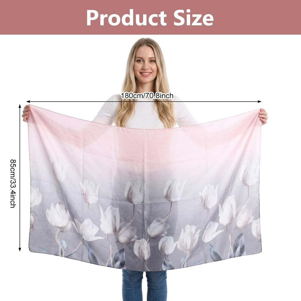 SANNIDHI Pink Tulip Satin Shawl Wrap Scarf for Women Stylish 180 * 90cm