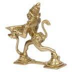 Svarup 4.5 Inch Gold Color Brass Hanuman Ji Aarti Deepak with Handle: Can be Used as Camphor Burner and Hand Held Arti Diya for Puja.