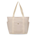 Kraptick Canvas Tote Bags – Stylish Shoulder Tote Bag Everyday Use For Women, Reusable Compact Tote Bag Perfect as a Grocery, Shopping Bags for Grocery - (White Lined)