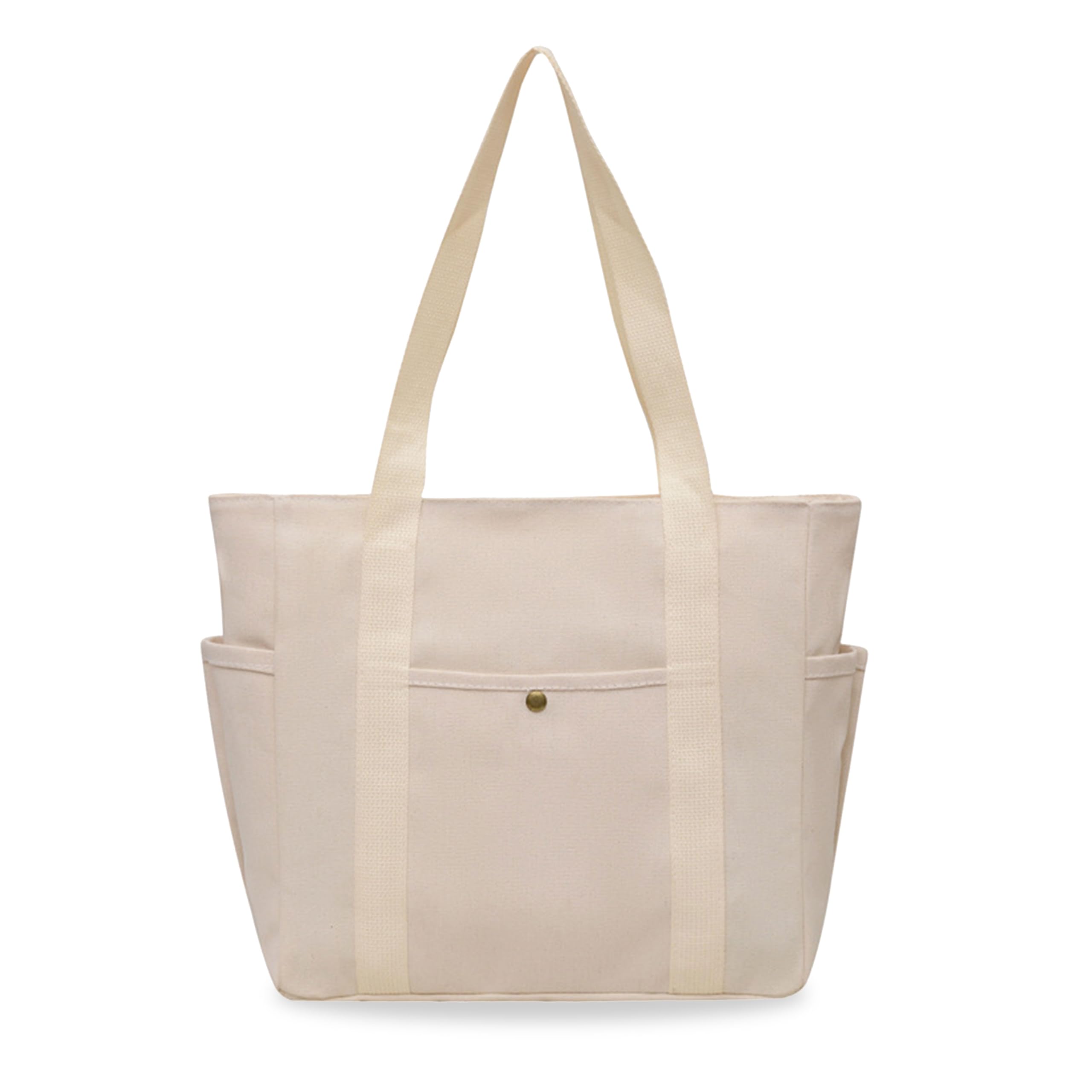 Kraptick Canvas Tote Bags – Stylish Shoulder Tote Bag Everyday Use For Women, Reusable Compact Tote Bag Perfect as a Grocery, Shopping Bags for Grocery - (White Lined)
