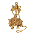 Artvarko Brass Peacock Diya Bells with Chain Wall Hanging 7 Oil Wick Deepak Home Décor Ganti Gift for Puja Temple.