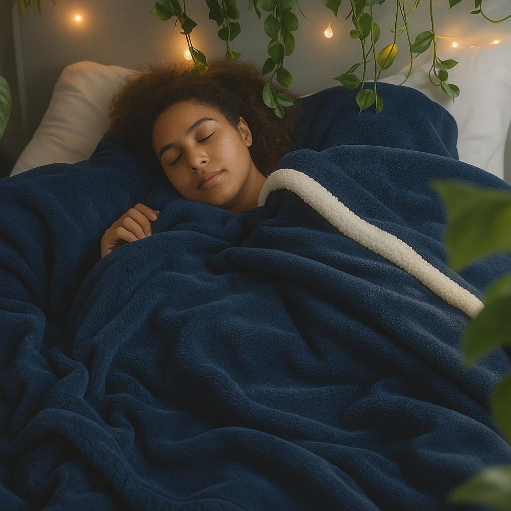 A Brand New - Umi Fleece Sherpa Blanket for Winter King Size 500GSM, Ultra Super Soft Fleece Sherpa for Heavy Winter, Mid Winter & AC Room (88X90 Inches, Blue & Grey) Kafalo