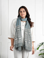 RAI SAHAB Printed Cotton Scarf for Women, Lightweight Soft Scarves Stoles for Summer & Winter(ST-98GREY10)