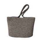 BEAUTIFUL HOMMIES Attractive Hand Bag |large Tote Bag |Summer Bag | Bucket Bag | Basket Bag | Bamboo Tote | Beach Bags for Women|Boho Bag|Handbag |Jute Bag |Handmade Bag (BLACK BEIGE)