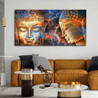 VIBECRAFTS Canvas Paintings for Living Room Drawing Room Head Of Buddha Canvas Wall Painting Fitted With Wooden Frame For Home | Office | Living Room | Gifts (PTVCH_2556)