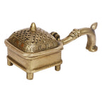 Artvarko™ Handmade Purifying Brass Incense Burner, Loban Burner,Bakhoor Burner,Dhoop Dhuni, Sambrani Dhoop for Home, Offices & Temples (6x2.5x2.5 Inches)