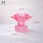 NFI essentials Tealight Lotus Flower Candle Holder with Clear Pedestal Base Artistic Centerpiece for Home Décor, Meditation, Special Occasions, and Festive Lighting
