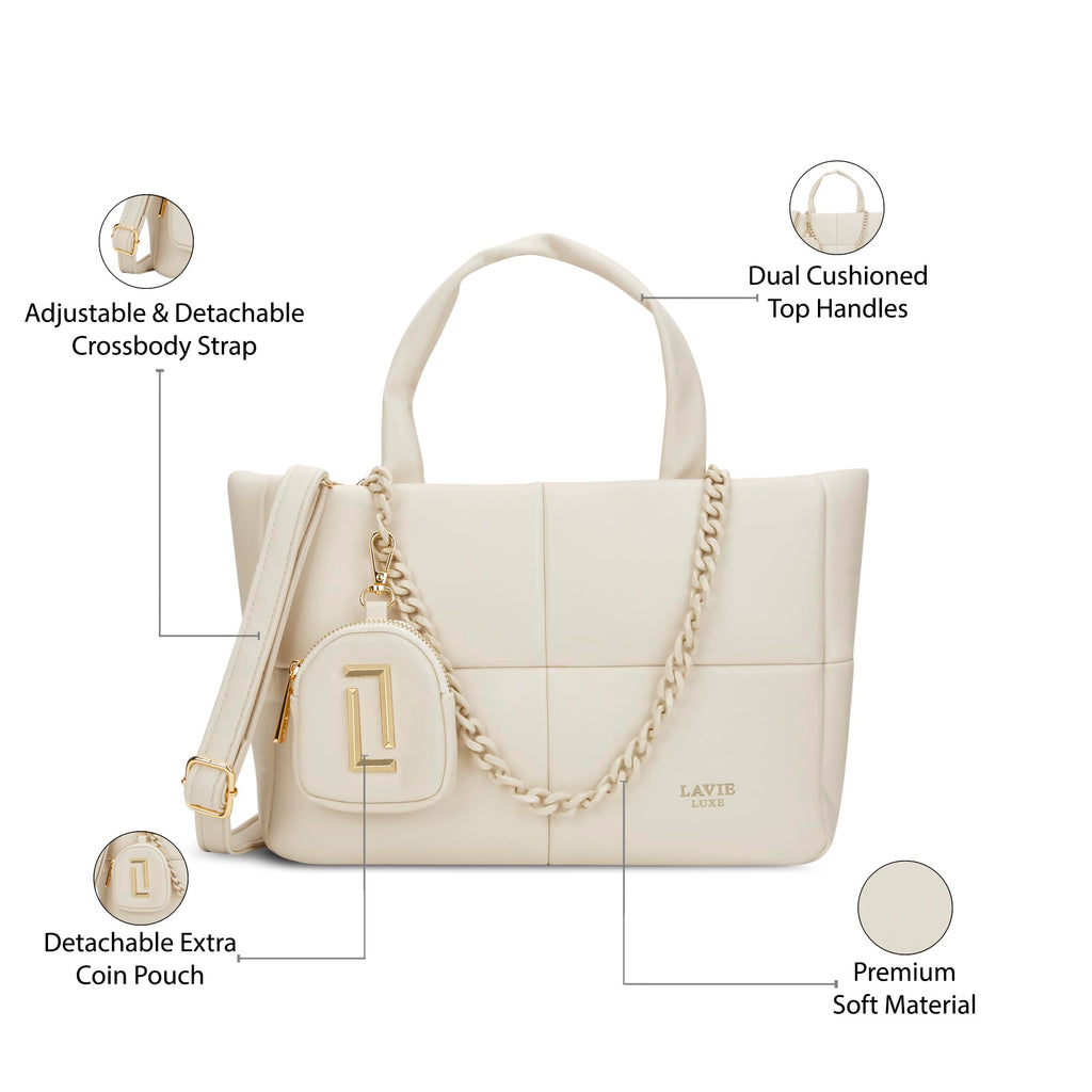 Lavie Luxe Women's Puff Tote Handbag | Tote Bag for Work | Ladies Purse | Stylish Shoulder Bag | Gift for Women